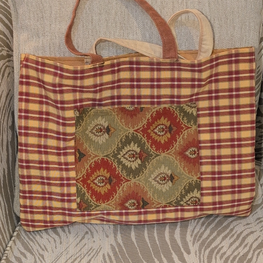 Plaid and Patterned Cotton Tote Bag